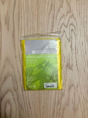 NWT Mountain Warehouse Disposable Yellow Rain Poncho - Adult OS